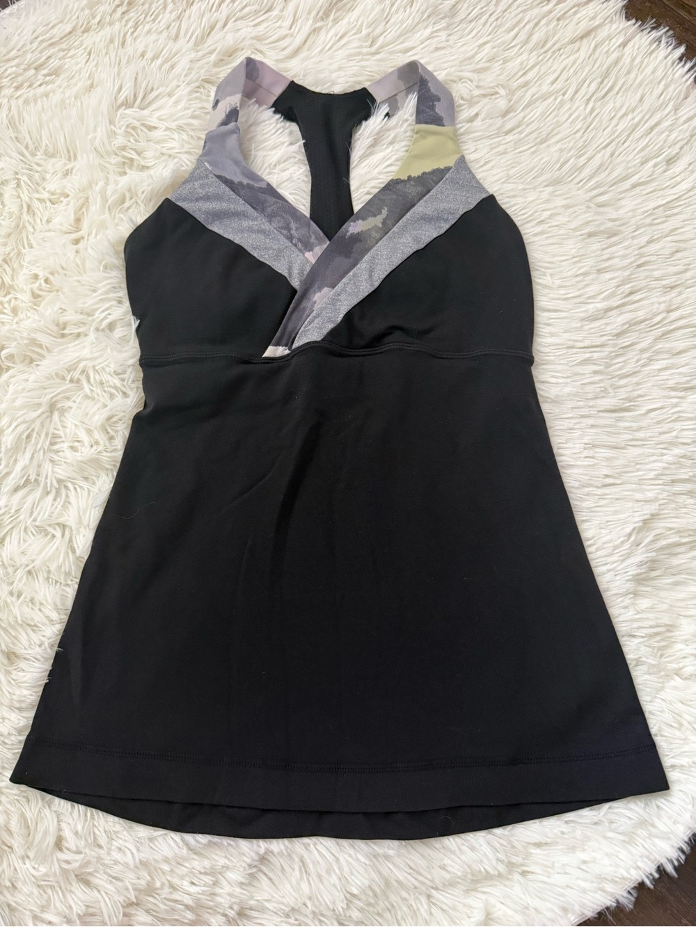 Lululemon Black Cross Front Racerback Tank Top Size 4